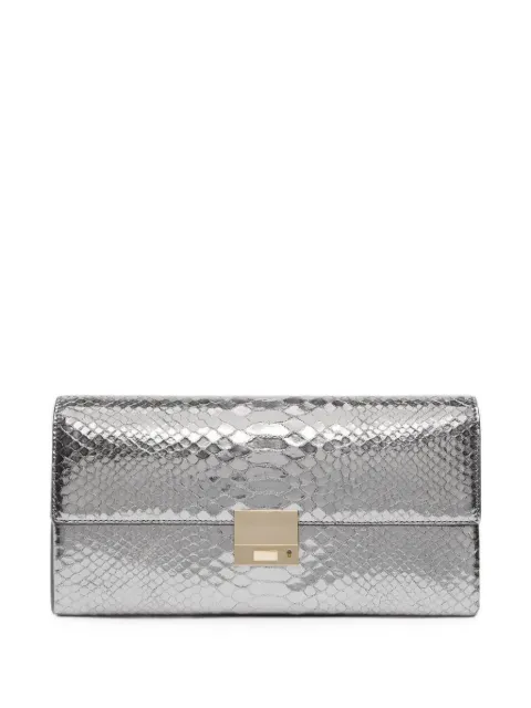TOM FORD python-effect push-lock clutch bag Silver L1947LCL622P