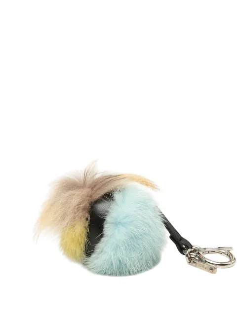 Fendi Pre-Owned 2013-2026 Tricolor Fur Monster Bug and Bag Charm key chain Blue GBUZKIKPML046S37