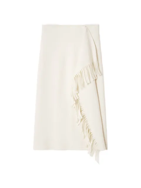 Lanvin fringed skirt in cotton knit White RWST0001K125A26