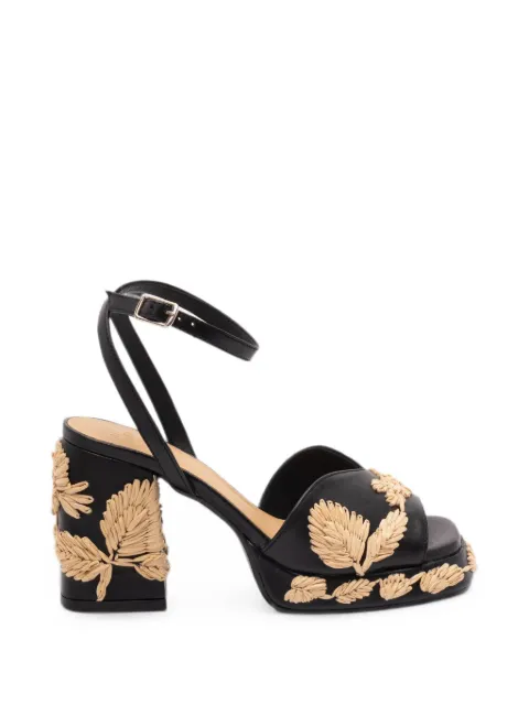 Castañer raffia-embroidered platform sandals Black 26141100