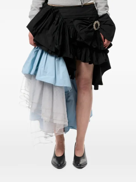 Vaquera ruffled asymmetric midi skirt Black VAQ11S010