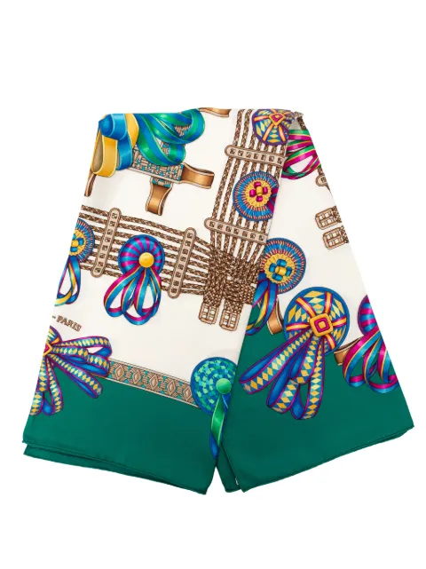 Hermès Pre-Owned 20th Century Les Rubans du Cheval Silk Scarf 90 scarves White GBRTP9DJ5CUC60E4