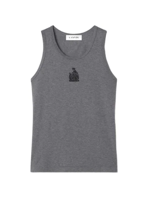 Lanvin Mother and Daughter embroidered jersey tank top Grey RWTS0067J060A26