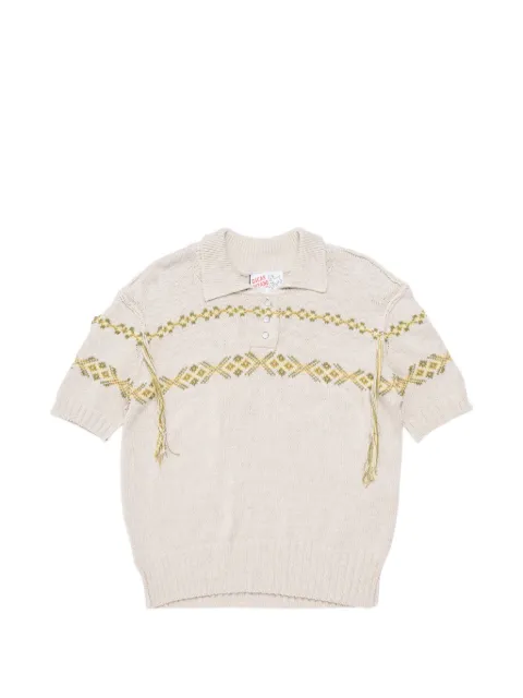 Oscar Ouyang Fair Isle short-sleeve polo shirt Neutrals OOSS260103SS26
