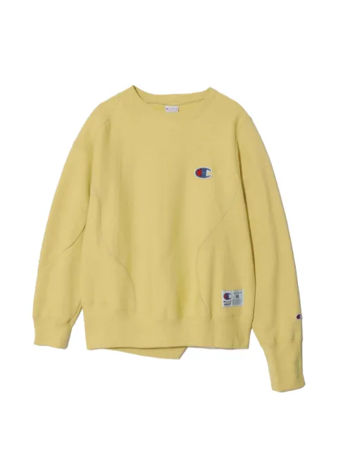 Undercover x Champion logo-patch asymmetric sweatshirt Yellow UC2E1801