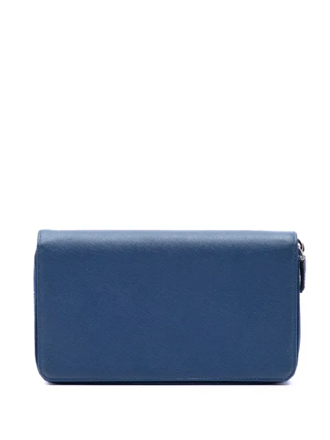 Prada Pre-Owned 2010-2026 Saffiano Double Zip Wallet long wallets Blue SZWS4E2ZNR6PXAAA