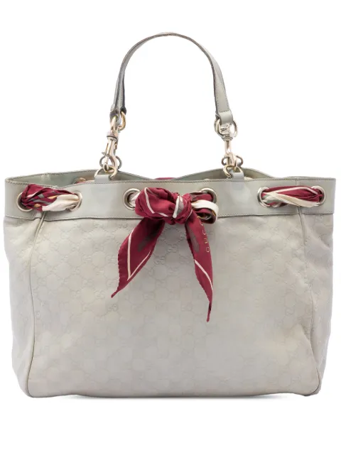 Gucci Pre-Owned 2016-2026 Large Guccissima Positano Scarf tote bag White PY7OAZLXTTUPE4G3