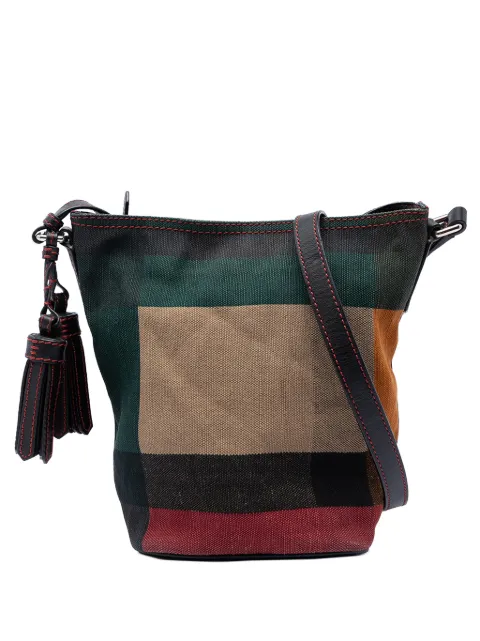 Burberry Pre-Owned 2000-2017 Mini Mega Check Canvas Ashby Tassel bucket bag Brown 4VB9J1N6LCE71EYL