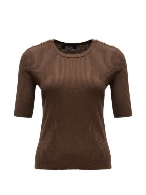 'S Max Mara ribbed-knit button-detail sweater Brown 2629366081600003