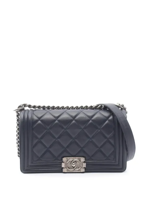 CHANEL Pre-Owned 2014 Old Medium Quilted Lambskin Boy Flap crossbody bag Blue LL1S2FS6JP5IYDHJ