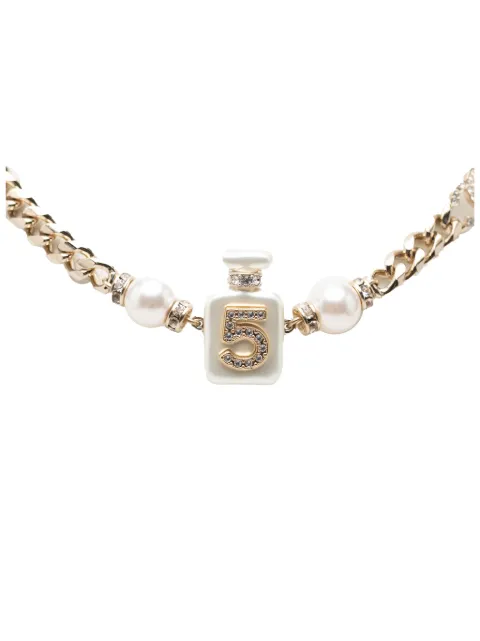 CHANEL Pre-Owned 2022 CC Gold Plated Faux Pearl Strass No 5 Perfume Bottle Pendant Necklace costume necklace Gold DMF7IAPVY9QYBXC8