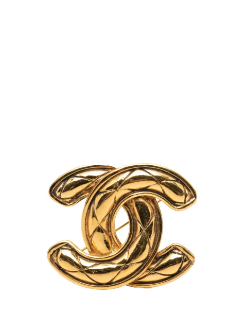 CHANEL Pre-Owned 1970-1980 CC Gold Plated Quilted Brooch costume brooch Gold FSBSE439QRB424LR