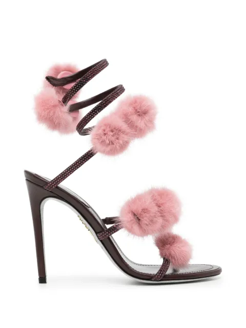René Caovilla Rosalia pompom-embellished sandals Purple C12883