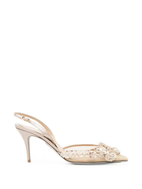 René Caovilla 80mm Rosalia floral-appliqué pumps Neutrals C12885080CRINV104