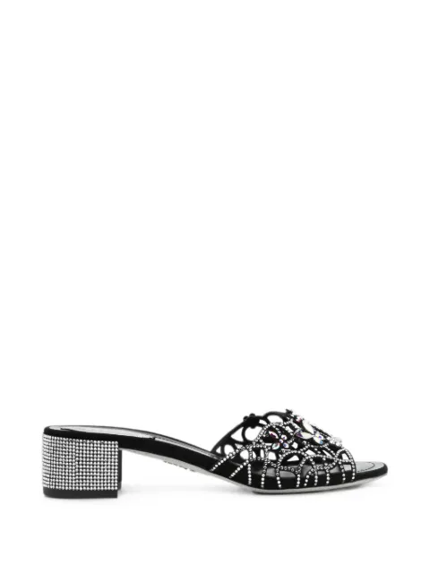 René Caovilla Eden crystal-embellished mules Black C12836