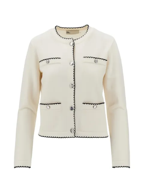 Tory Burch Kendra scallop-trim button-up cardigan Neutrals 182317