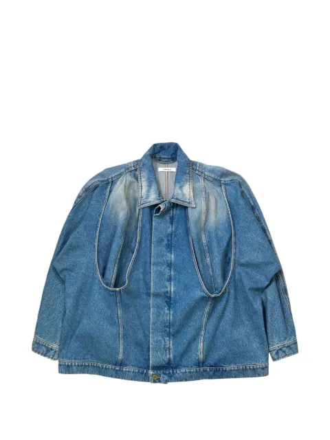 Torishéju washed draped-detail denim jacket Blue TOR01C004SS26