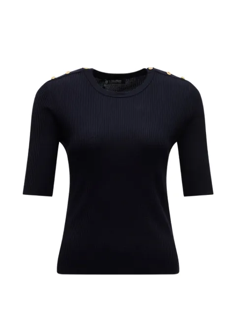 'S Max Mara button-embellished ribbed-knit sweater Blue 26293660816