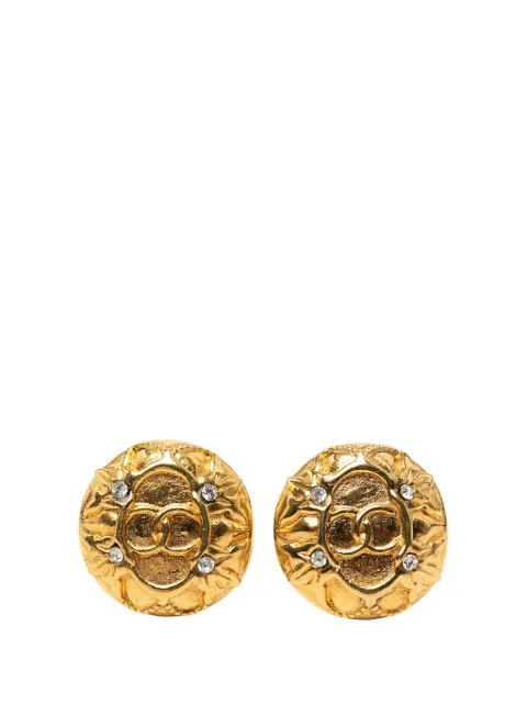 CHANEL Pre-Owned 1970-1980 CC Gold Plated Strass Round Clip On Earrings costume earrings Gold 5ING3OZFZ9PIVQAV
