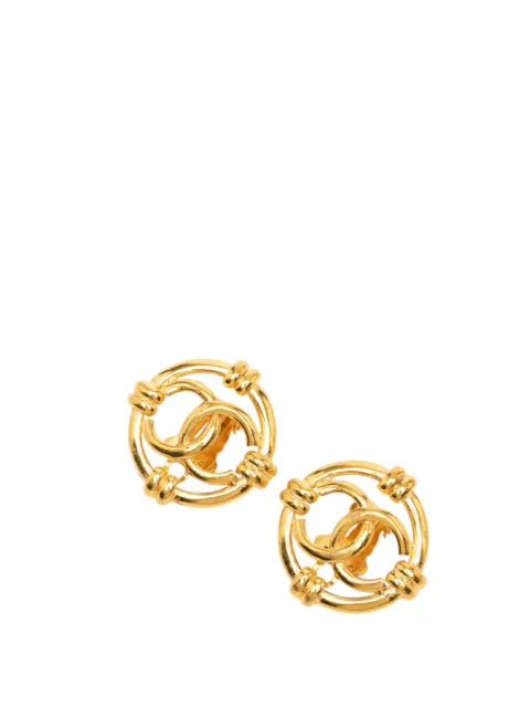 CHANEL Pre-Owned 1980-1990 CC Gold Plated Round Clip On Earrings costume earrings Gold 0SG5TGATFC43ET5S