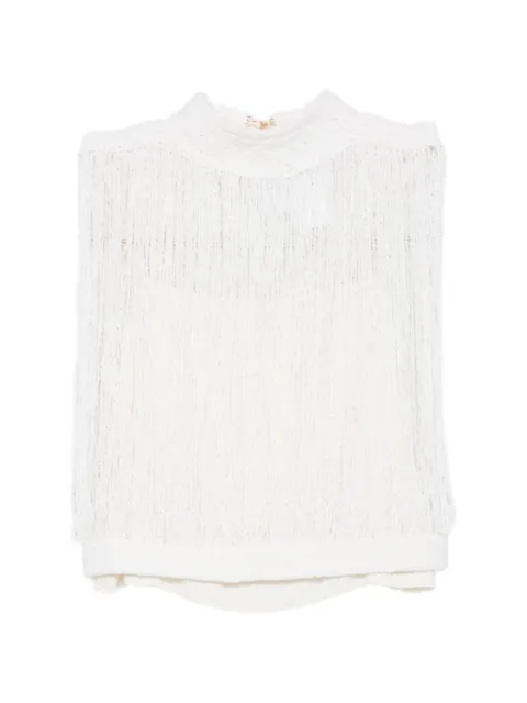 Fabiana Filippi fringe-detail halterneck top Neutrals MAD216F373M347