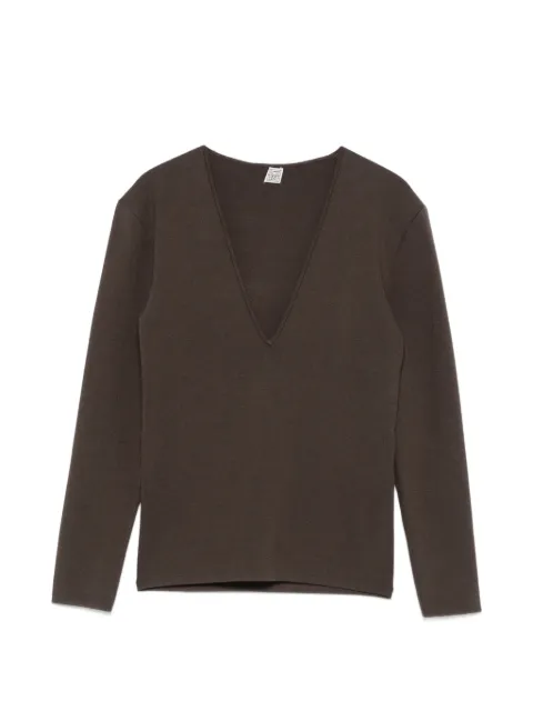 TOTEME V-neck long-sleeve sweater Brown 262WRT0685YA0243427