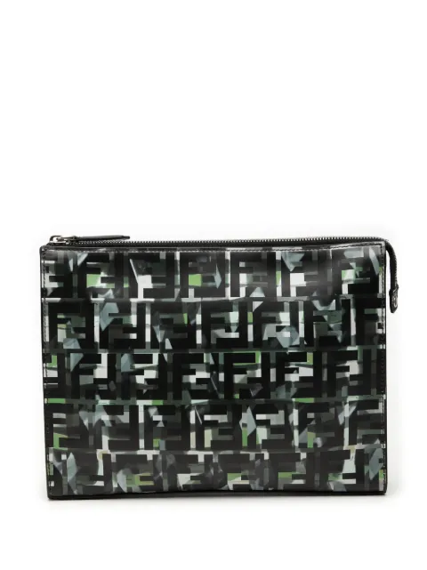 Fendi Pre-Owned 2010-2026 FF 1974 Nylon Camouflage clutch bag Black 4DQ45YMFTEJ8A756