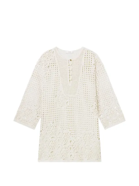 FRAME Postcard crochet-knit mini dress Neutrals WE26KSW037