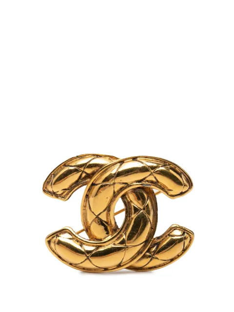 CHANEL Pre-Owned 1950-1970 CC Gold Plated Quilted Brooch costume brooch Gold 1AFM6SCS61AO3GRJ