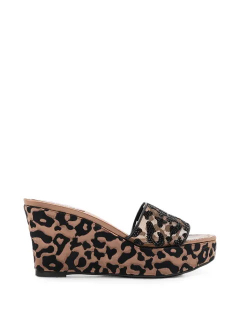 René Caovilla 100mm Allura leopard-print wedge sandals Neutrals C12912080CRINY452