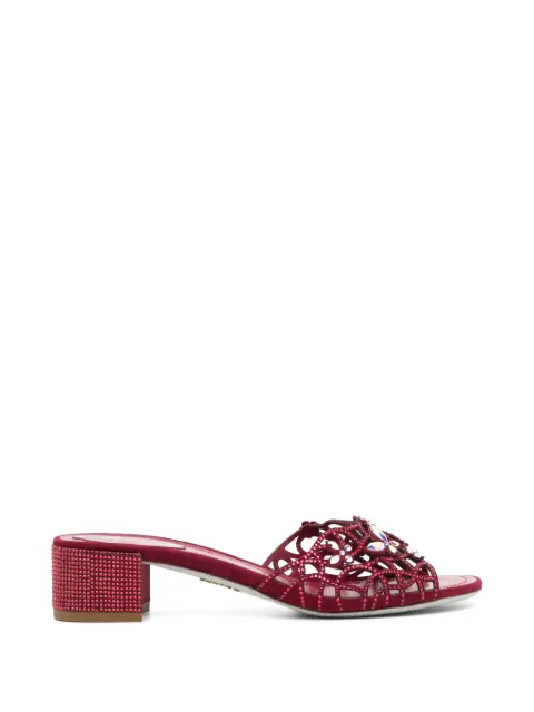 René Caovilla Eden crystal-embellished mules Red C12836