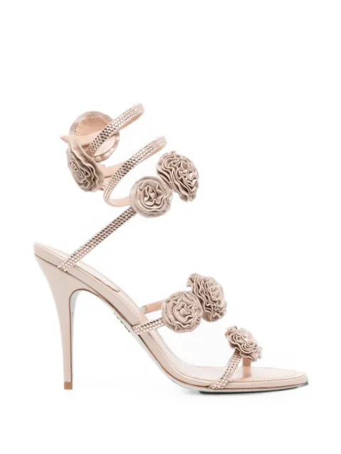 René Caovilla Rosalia floral-applique sandals Neutrals C12930