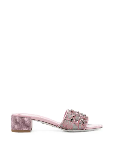 René Caovilla Christy crystal-embellished lace sandals Pink C12876040PI01Y462
