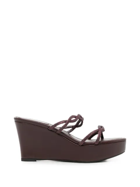René Caovilla 80mm Braid crystal-embellished wedge sandals Purple C12889080RN01Y432