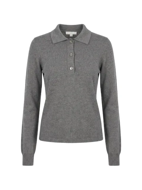 Malo ribbed long-sleeve knitted polo top Grey DXD058F8L02