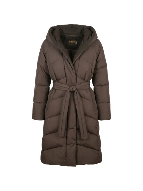 Moorer belted hooded puffer jacket Brown MODGI101154STP