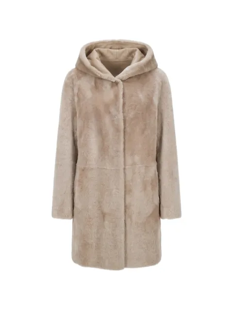Manzoni 24 hooded shearling coat Neutrals 26M1214RS21