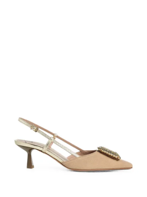 Roberto Festa Ingrid rhinestone-embellished squared-toe slingback heeled pumps Neutrals INGRIDOLONASTING