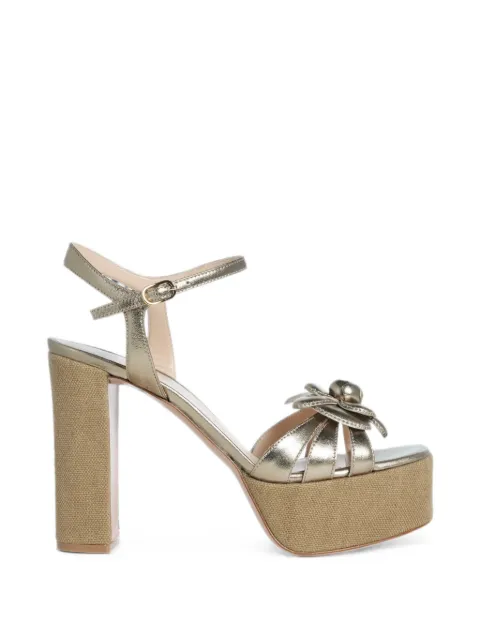 Roberto Festa Abeba floral-appliqué platform sandals Gold ABEBALUXORALBA