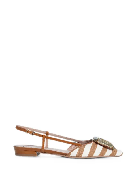 Roberto Festa Mimma crystal-embellished striped flat pumps White MIMMASUMMERSAND
