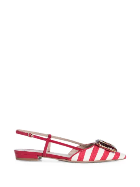 Roberto Festa Mimma rhinestone-embellished striped slingback flat pumps Red MIMMASUMMERRED