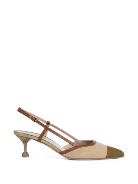 Roberto Festa Delfina leather-trim canvas heeled pumps Neutrals DELFINAOLONAKAKISTING