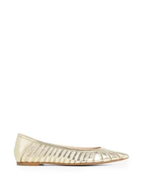 Roberto Festa Febe laser-cut pointed-toe ballet flats Gold FEBELUXORPLATINO