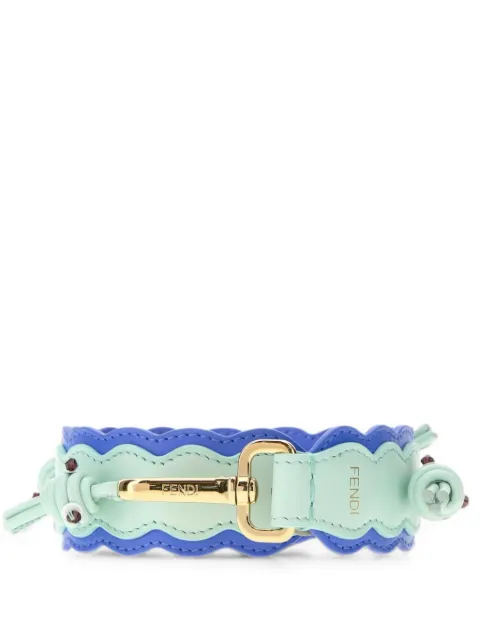 FENDI Strap You scalloped leather shoulder strap Blue 8AX010B11X
