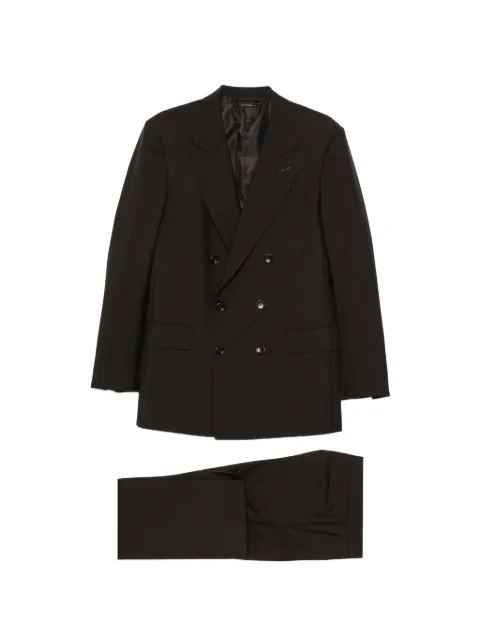 TOM FORD double-breasted peak-lapel suit Brown 2LNP01MWS07