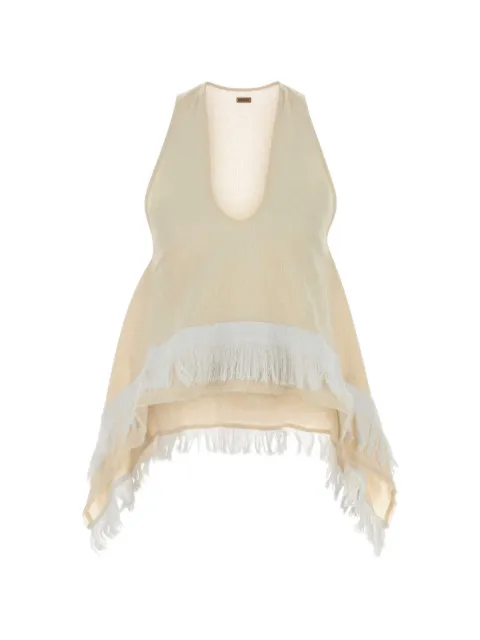 Caravana Anuk fringe-trimmed top Neutrals ANUK