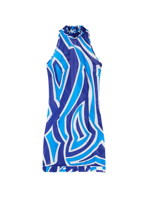 PUCCI Labirinto-print dress with ruffle details Blue 6HJG316H740