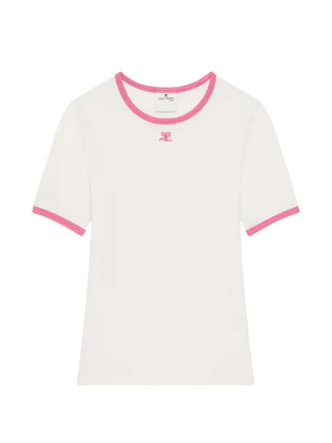 Courrèges logo-embroidered contrast-trim T-shirt White 726JTS017JS0203