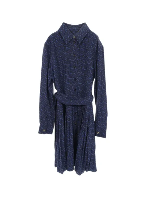 Burberry Pre-Owned 2010s monogram pleated dress Blue 1084011