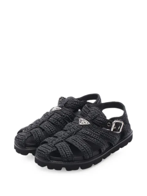 Prada Pre-Owned 2010s crochet fisherman sandals Black 1084022